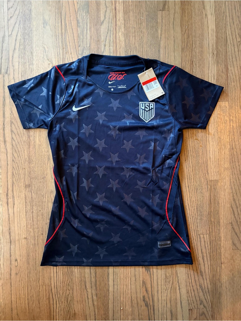 Nike Womens USA Star Soccer World Cup Away Obsidian Black Jersey fitted NWT